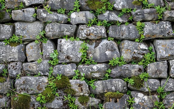 Stone wall covered in vines
