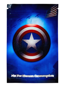 shield captain America drug bag weed cannabis packaging protection mylar dime army design commercial business invasion icon isolated