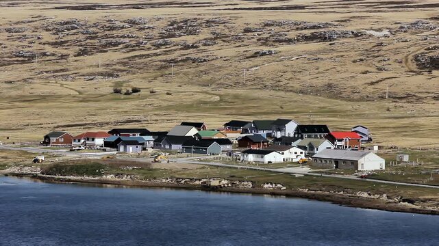 Coastal Settlement Near Port Stanley, Falkland Islands (Islas Malvinas) - 4K