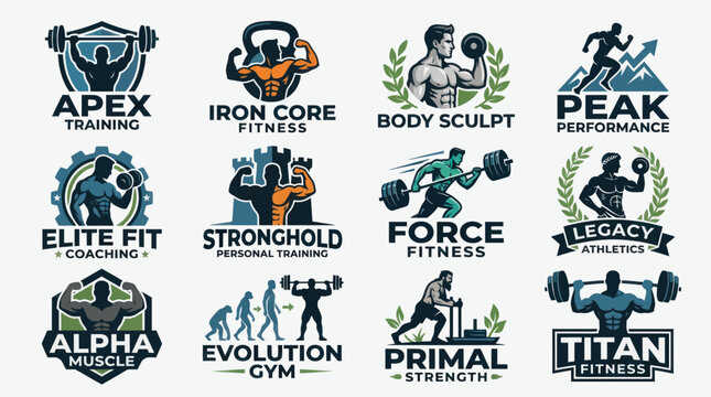 Fitness Gym Logos - Collection of Athletic Training and Workout Icons