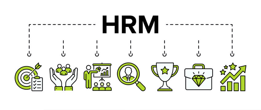 HRM concept infographic with business icons. Human resource management vector illustration.