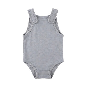 Grey Sleeveless Baby Bodysuit Isolated On Transparent Background