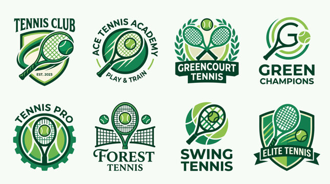 Tennis Club Logos Collection: Sport Icons for Academy, Champions, Forest, Elite, Pro, Swing Tennis Brands