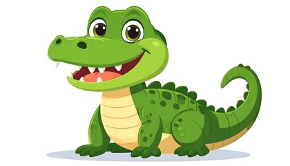 Fototapeta premium Cartoon green frog holding a gift box.