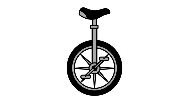 Simple Cartoon Unicycle Isolated on White Background - One Wheel Bicycle for Circus, Sport, or Fun