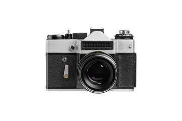 Classic analog film camera isolated on white background. Perfect for photography themes, retro designs, or creative advertising projects. © Minakryn Ruslan 