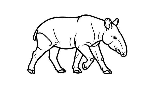 Black and white tapir illustration on white background.