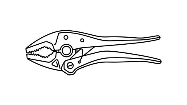Black and white line art pliers on white background.