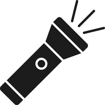 Black silhouette of a flashlight icon
