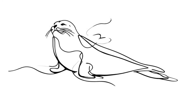 Playful seal illustration on white background.