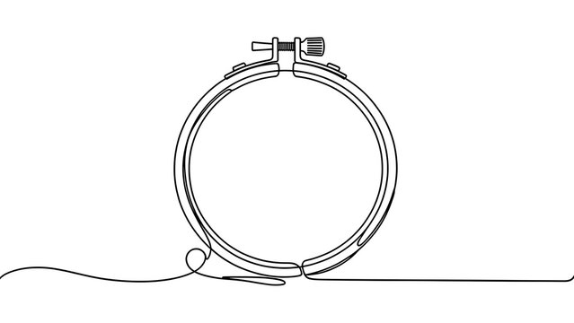 Embroidery hoop with thread white background.