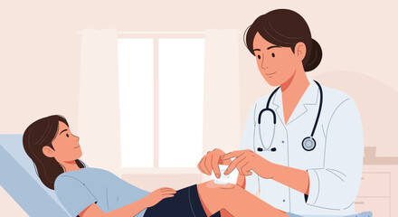 Fototapeta premium Doctor Examining Patient's Knee in Medical Clinic