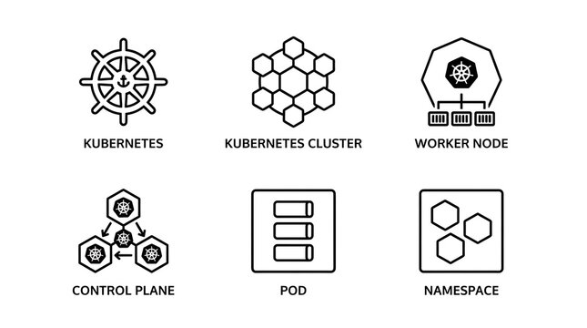 Kubernetes and Cloud Infrastructure Line Icon Set