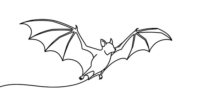 Flying bat illustration on white background.