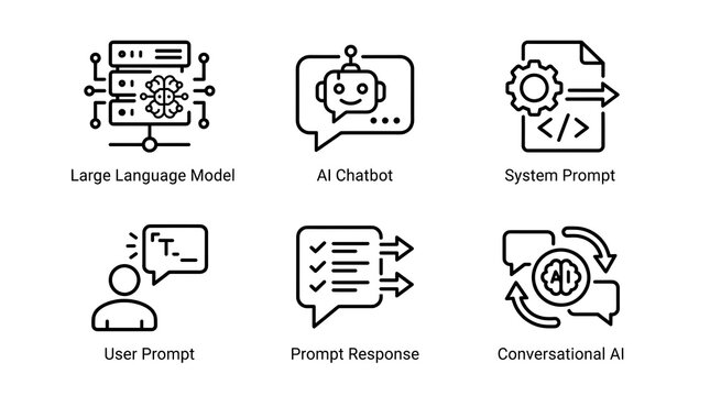 AI and LLM Linear Icon Set for Tech Applications
