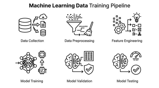 Machine Learning Data Training Pipeline Infographic Icons
