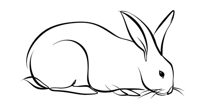 Line drawing of a rabbit on white background.