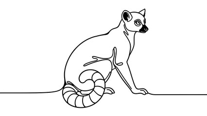 Fototapeta premium Minimalist lemur illustration on white background.