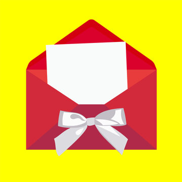 Vector illustration of a  red envelope with bow.
