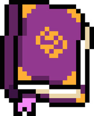 Fototapeta premium Cute Spell Book Pixel Art Halloween Icon