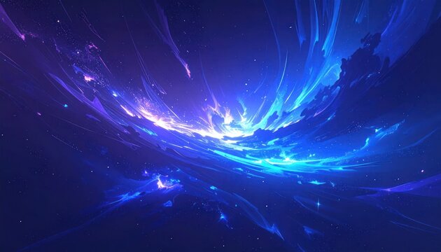 Vibrant cosmic galaxy with glowing energy swirls and deep space