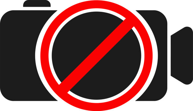 No video recording sign, forbidden video camera icon, do not record symbol isolated on white background