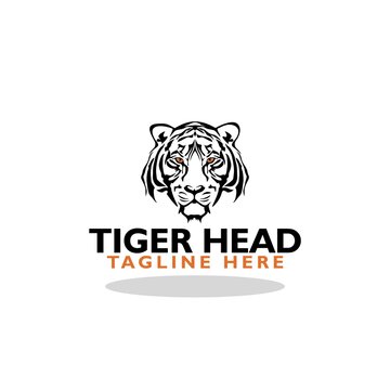 Tiger head logo icon with shadow