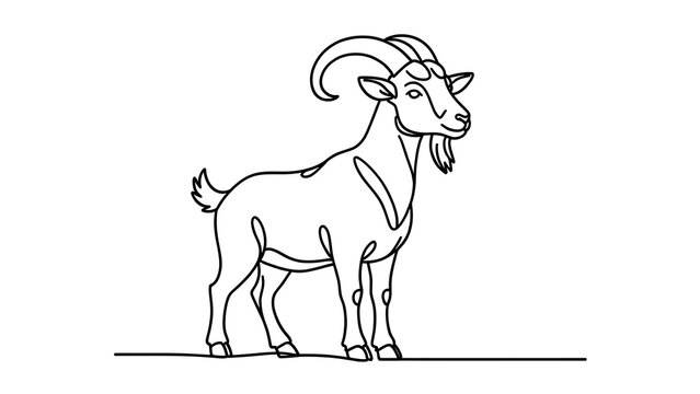 Illustrated goat drawing on white background.