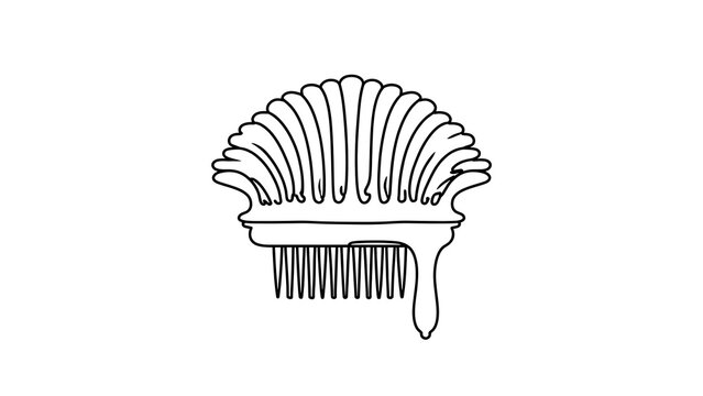 Minimalist hair comb illustration white background.