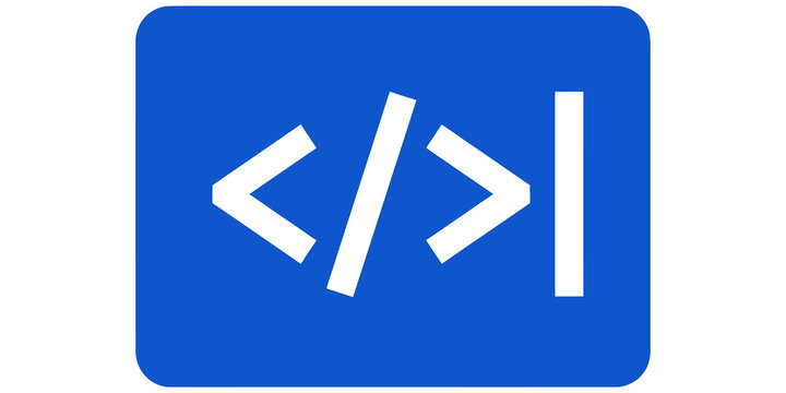 blue software development tag icon isolated on transparent background