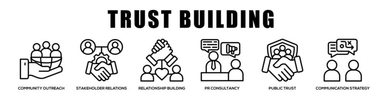 Trust Building web banner icon illustration concept