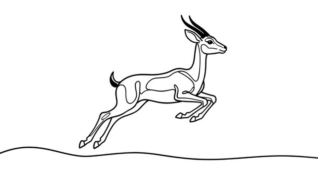 Springbok antelope leaping white background.