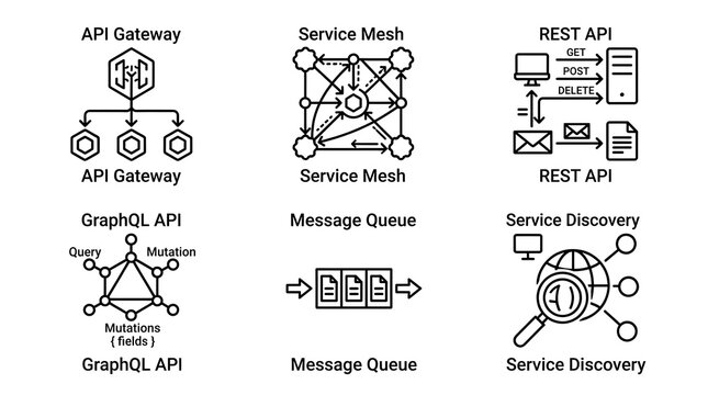 Backend Architecture and Microservices Icon Set