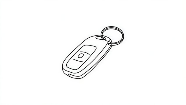 Car key fob on keyring white background.