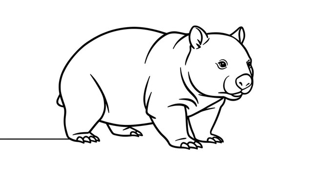 Cute wombat illustration on white background.