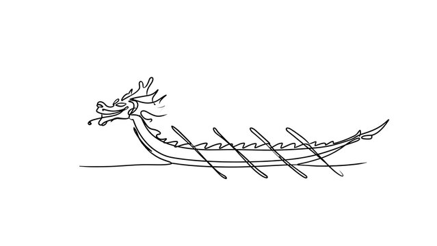 Elegant dragon boat sketch on white background.