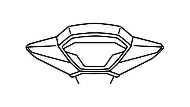 Futuristic spaceship icon on white background.