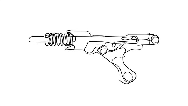 Futuristic ray gun illustration white background.