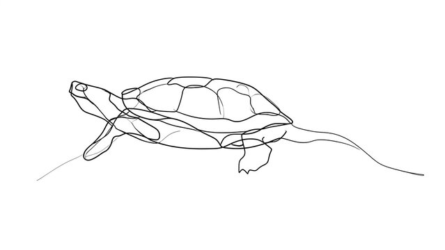 Line drawing of a turtle on white background.