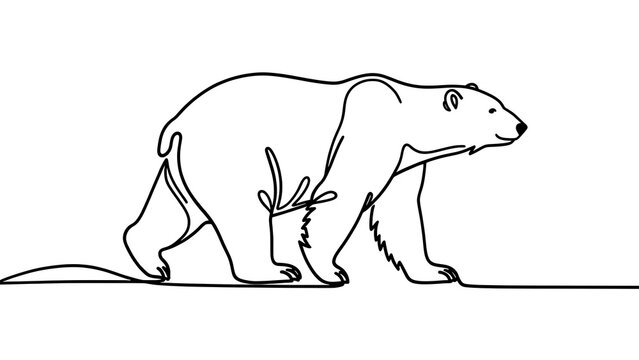Minimalist bear illustration on white background.