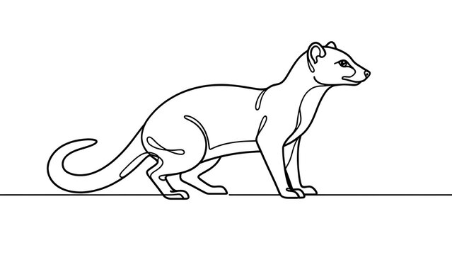 Mongoose line art illustration white background.
