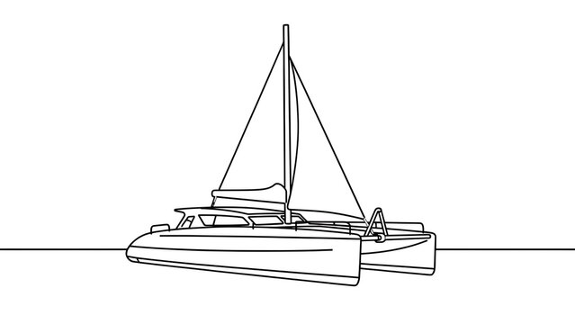 Sailboat line drawing on white background.