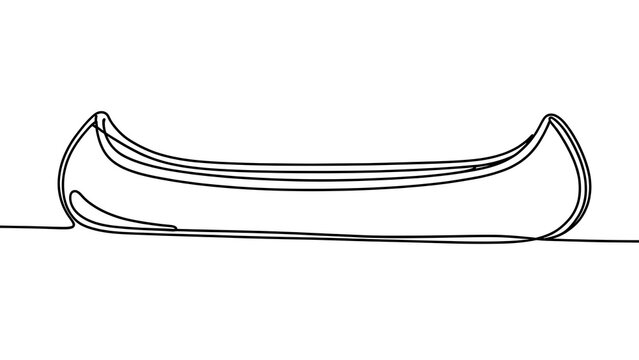 Simple canoe line drawing on white background.