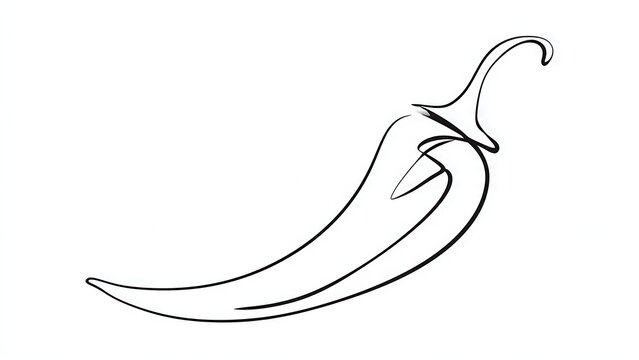 Elegant chili pepper line art on white background.