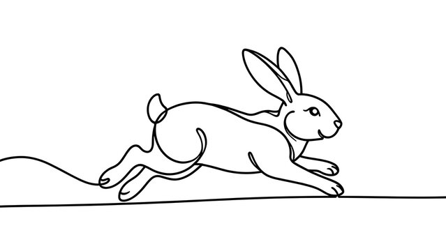 Running rabbit illustration on white background.