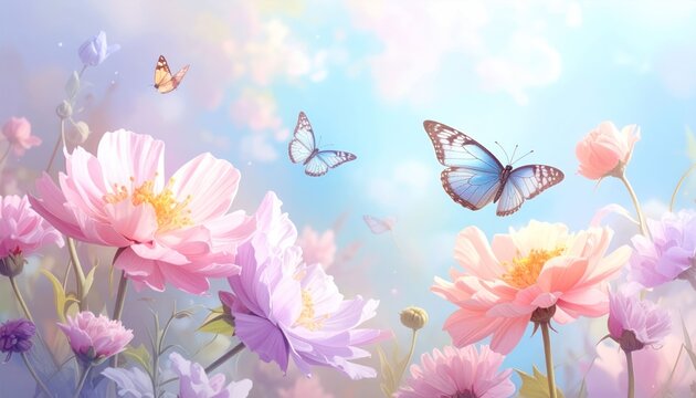 Flowers butterflies