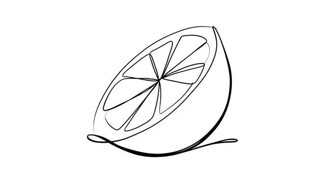 Hand drawn lemon slice illustration white background.