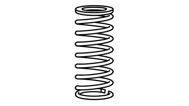 Isolated black spiral spring coil white background.