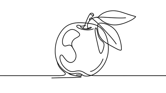Minimalist apple drawing on white background.