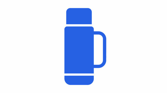 Blue insulated thermos flask icon vector graphic element for travel and camping gear